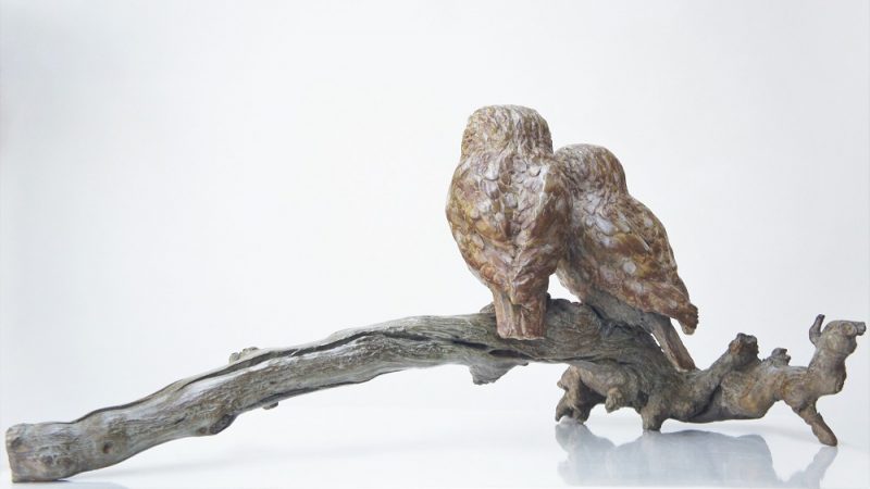 bronzen beeld steenuilen Diane Timmer 